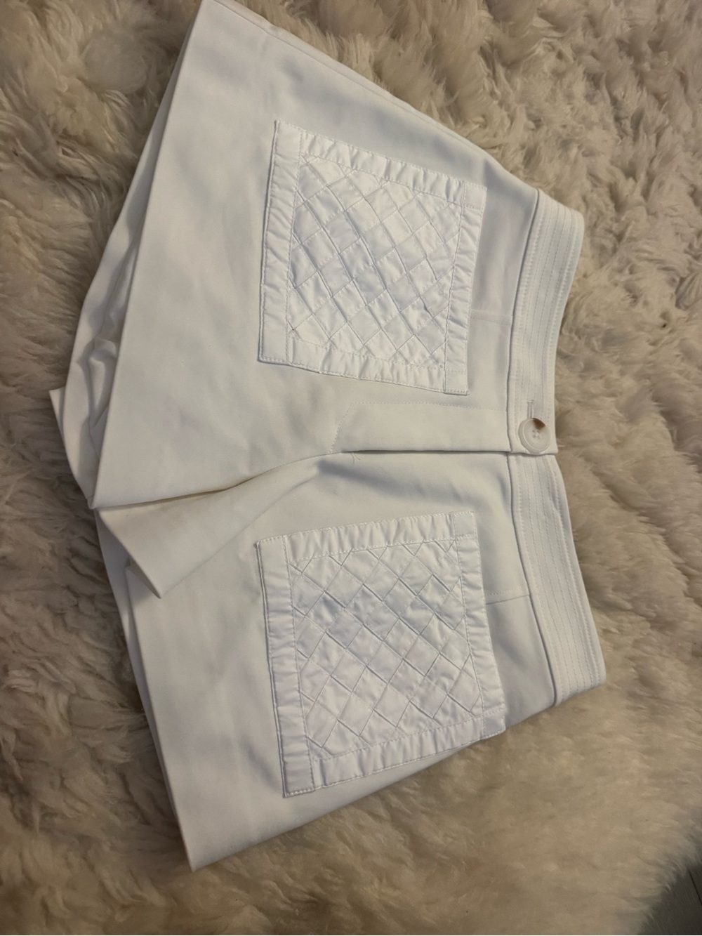 Ramy Brook White Quilted-Pocket High-Waist Short